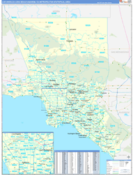 Los Angeles-Long Beach-Anaheim Metro Area Wall Map Basic Style 2024